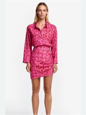 SMYTHE Mini Shirt Dress in Raspberry Pink